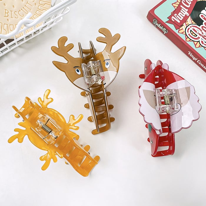 1 Stück Cuat Weihnachten Schneemann Muster Geschenk PVC Damen Haar Krallen h5Bild3
