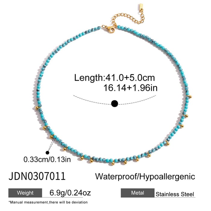 1 Piece Calaite Beads Natural Stones Gold Color Women's Beaded Necklaces Picture2