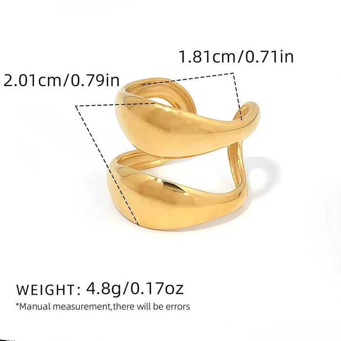 1 Stück lässige unregelmäßige Form Edelstahl Gold Farbe Damen Statement Ringe