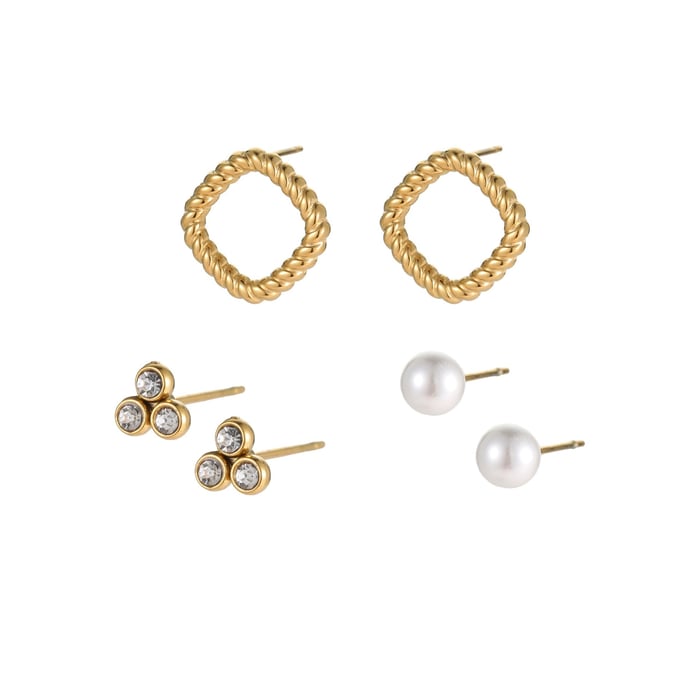 1 Pair Simple Series Classic Cartoon Stainless Steel  Gold Color  Women's Stud Earrings h5Picture5