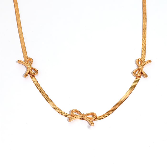 1 Piece Simple  Bow Knot Stainless Steel  Women's Pendant Necklaces