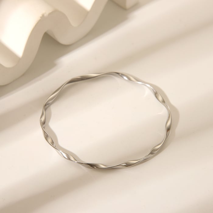 1 Piece Simple Irregular Shape Stainless Steel Gold Color Bangle Picture3