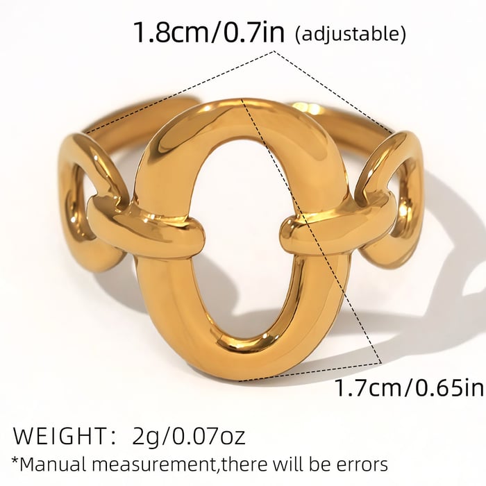 1 Piece Simple Rectangle Stainless Steel  Gold Color Women's Statement Rings h5Picture2