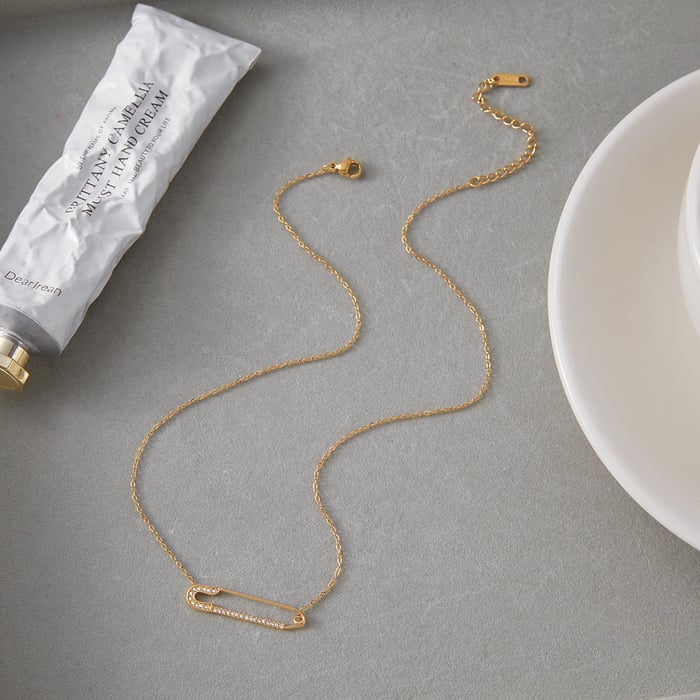 1 Piece Classic Paper-clip Stainless Steel Gold Color Women's Pendant Necklaces Picture6
