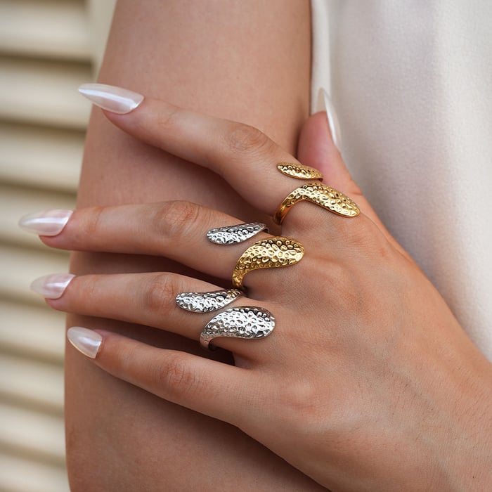 1 Piece Simple Casual Patchwork Stainless Steel  Women's Statement Rings h5Picture4
