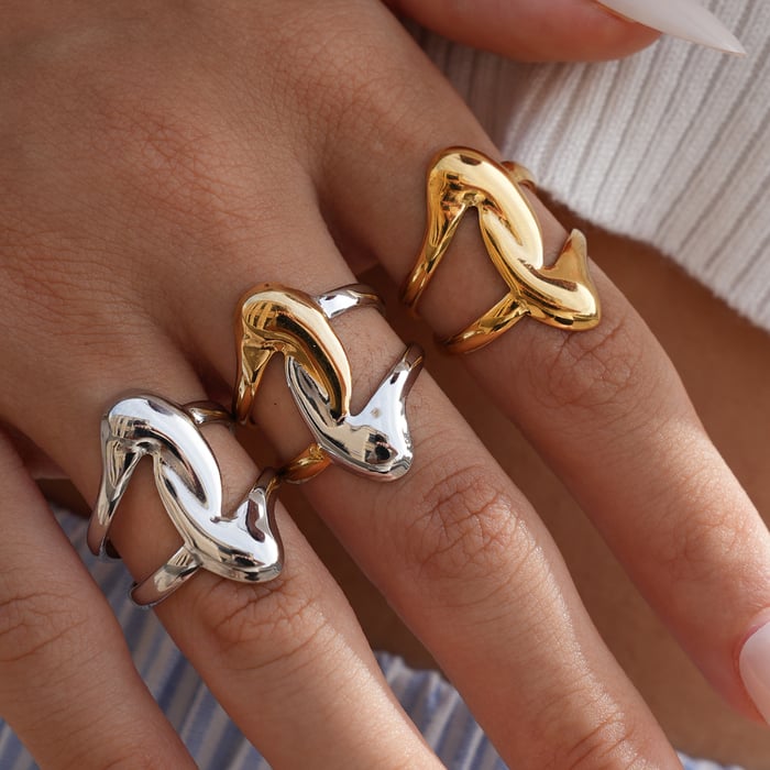 1 Piece Simple Irregular Shape Stainless Steel  Gold Color  Statement Rings h5Picture4