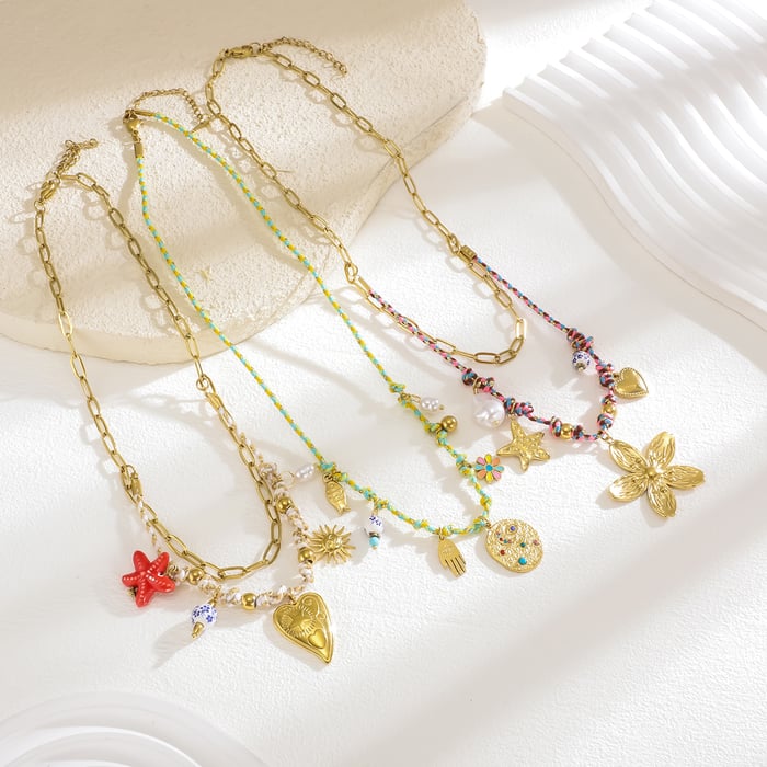1 Piece Vivid Flower Stainless Steel Gold Color Women's Pendant Necklaces Picture3
