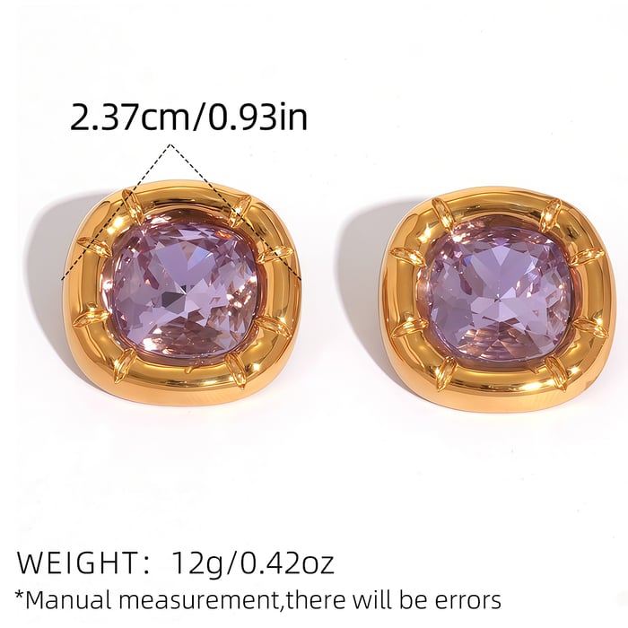 1 Pair Simple Rectangle Stainless Steel  Gold Color  Women's Stud Earrings h5Picture2
