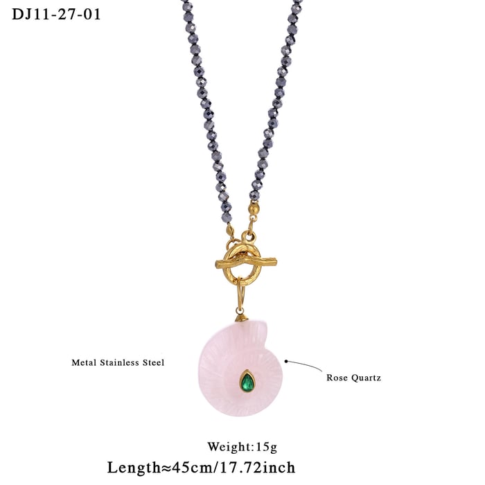 1 Piece Vacation Shell Stainless Steel Gold Color Natural Stone Women's Beaded Necklaces Picture2