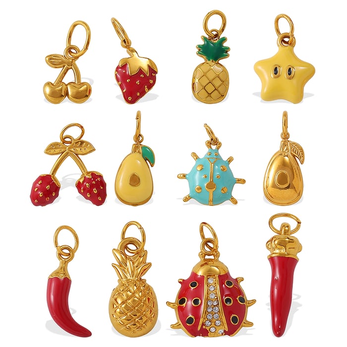 1 Piece Sweet Fruit Stainless Steel Gold Color DIY Pendant h5Picture4