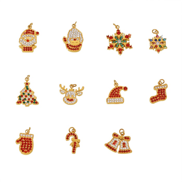 1 Piece Christmas Zircon Series Stainless Steel Gold Color Women's Pendants h5Picture7