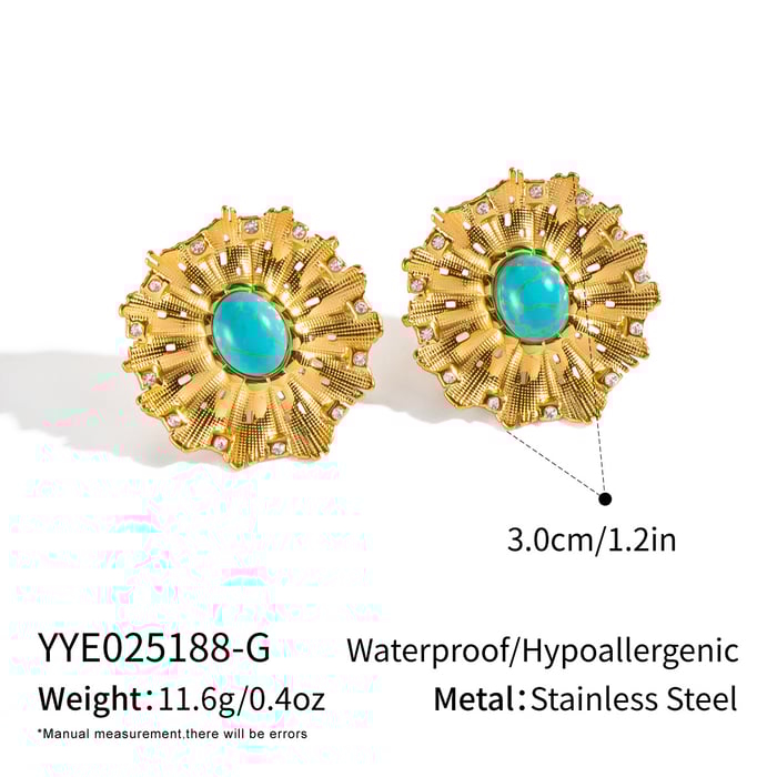 1 Pair Daily Flower Calaite Stainless Steel Gold Color Women's Stud Earrings