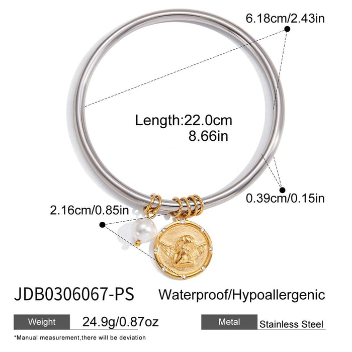 1 Piece Dazzling Angel Stainless Steel Gold Color Women's Charm Bracelets h5Picture2