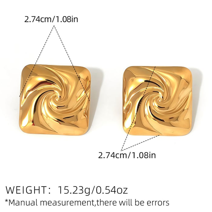 1 Pair Simple Thread Stainless Steel  Gold Color  Women‘s  Stud Earrings h5Picture2