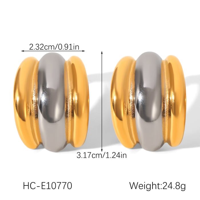 1 Pair Daily Mixed Gold Color And Silver Colors Women's Stud Earrings h5Picture2
