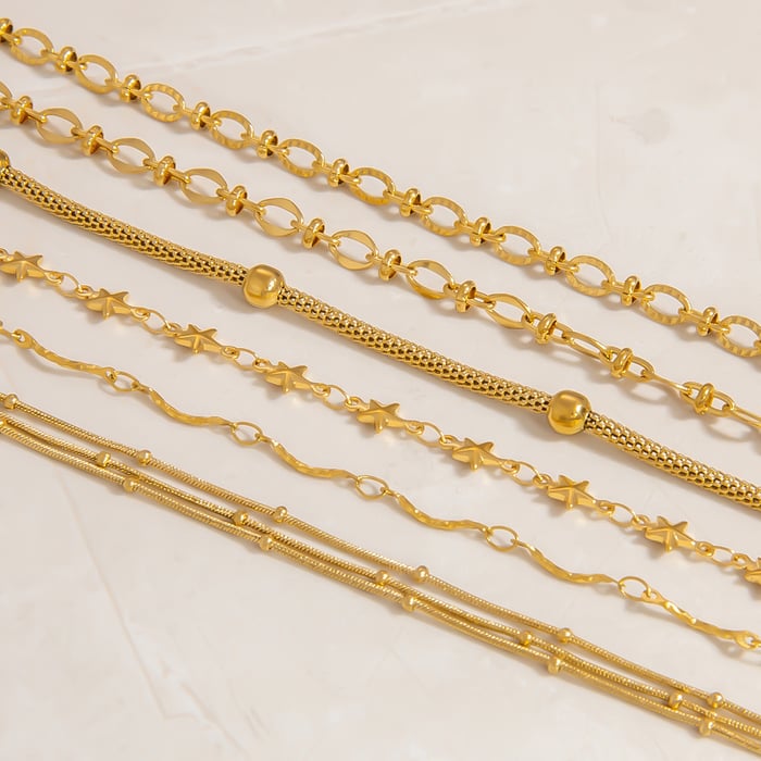 1 Piece Simple Chain Stainless Steel  Gold Color  Women's Chain Bracelets Picture3