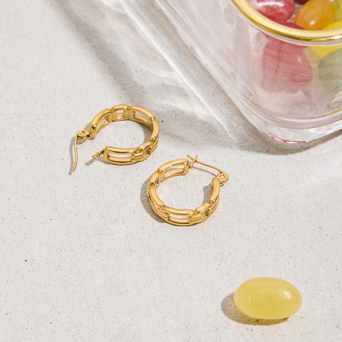 1 Pair Simple Chain Stainless Steel Women's Hoop Earrings h5Picture5