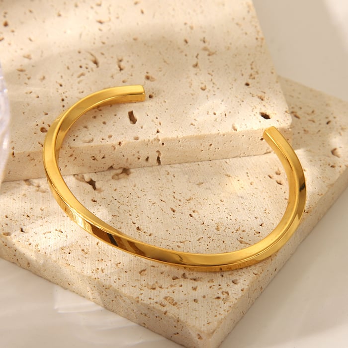 1 Piece Simple Stainless Steel Gold Color Cuff Bracelet h5Picture3