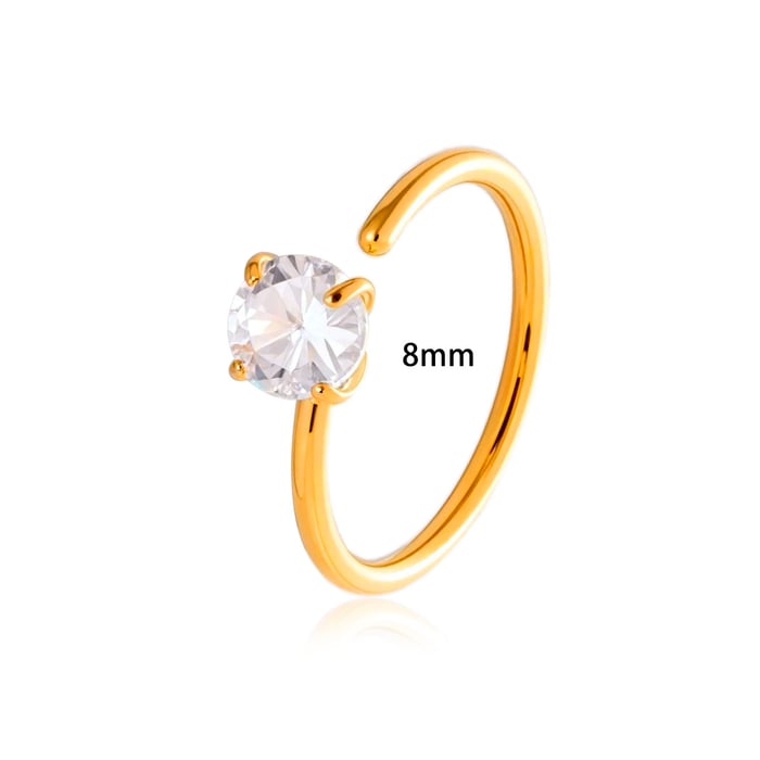 1 Piece Minimalist Circle Rectangle Stainless Steel Gold Color Zircon Women's Nose Stud h5Picture2