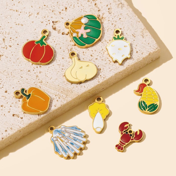 1 Piece Vivid Food Stainless Steel Gold Color Women's Pendants h5Picture3