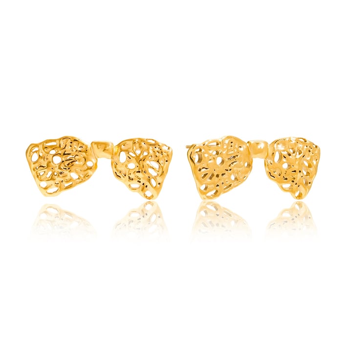 1 Pair Romantic Bow Knot Hollowed-out Stainless Steel Gold Color Women's Stud Earrings