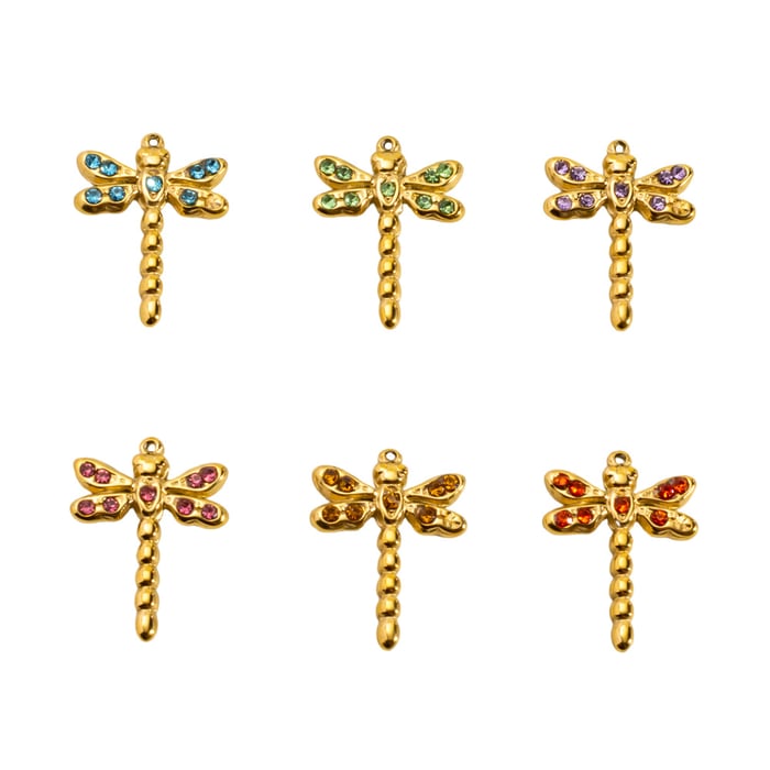 1 Piece Light Luxury Small Dragonfly  Stainless Steel   Gold Color  Women's Pendants h5Picture3