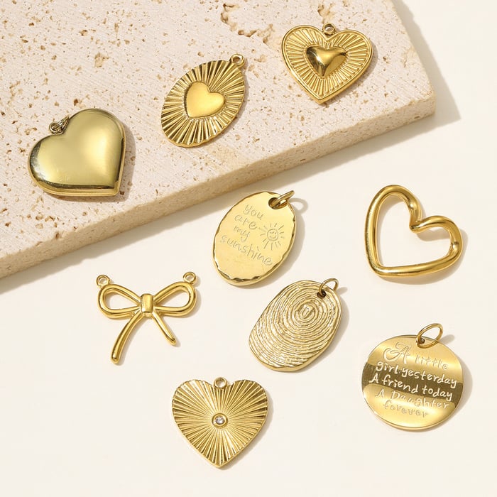 1 Piece Elegant Heart Stainless Steel Gold Color Women's Pendants h5Picture3