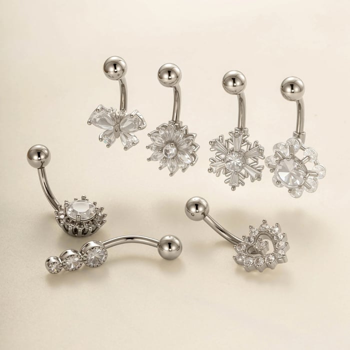 1 Piece Delicate Butterfly Copper Gold Color Zircon Navel Piercings h5Picture3