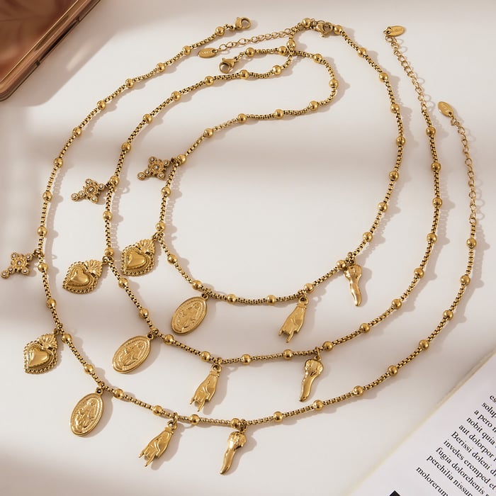 1 Piece Retro Jesus Stainless Steel Gold Color Women's Pendant Necklaces h5Picture4