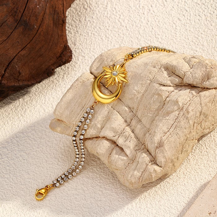1 Piece Moon Stainless Steel Gold Color Charm Bracelet h5Picture4