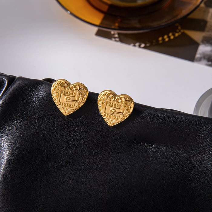 Designable Heart Stainless Steel Gold Color Women's Jewelry Sets h5Picture6