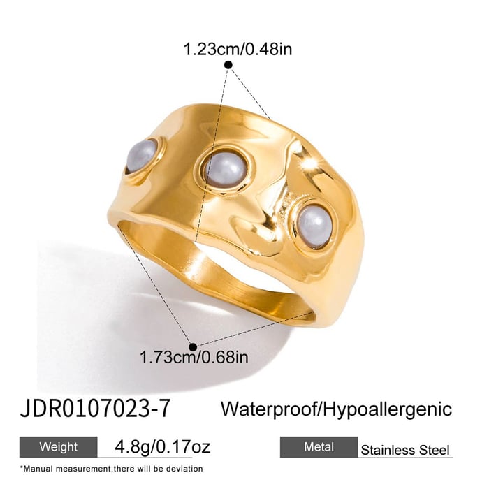 1 Stück gestaltbare Statement-Ringe aus Edelstahl in unregelmäßiger Form, goldfarben Bild2
