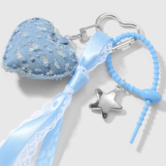 1 pieza de dije para bolso de corazón de mezclilla Imagen5
