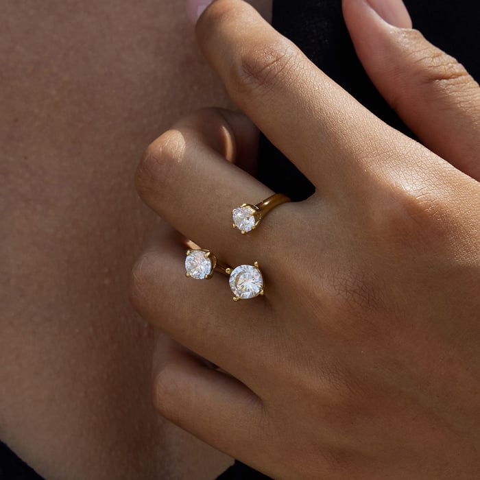 1 Stück luxuriöse unregelmäßige Form Edelstahl Gold Farbe Zirkon Damen Edelstein Ringe h5Bild5