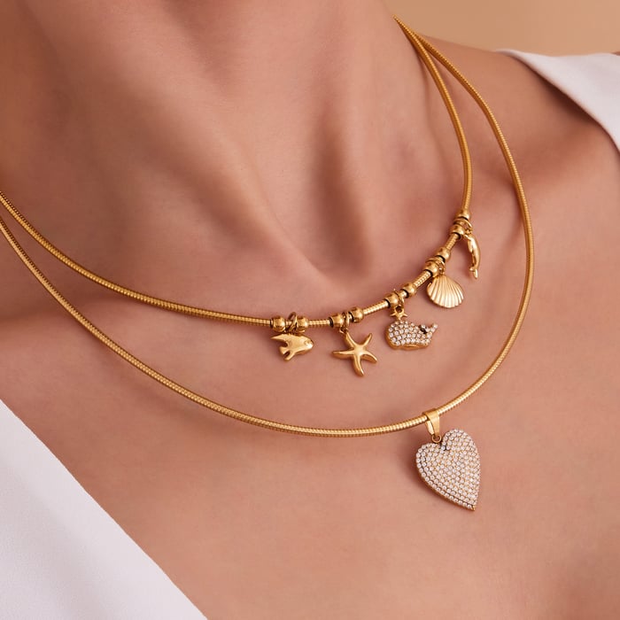 1 Piece Cute Fruit Stainless Steel Gold Color Women's Pendant Necklaces h5Picture5