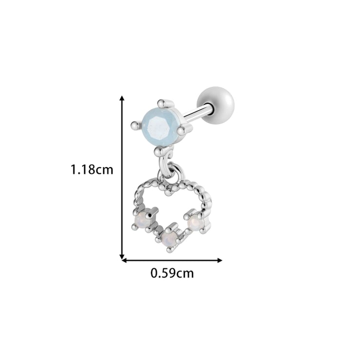 1 Stück Herz Kupfer Gold Farbe Zirkon Piercing Ohrring h5Bild2