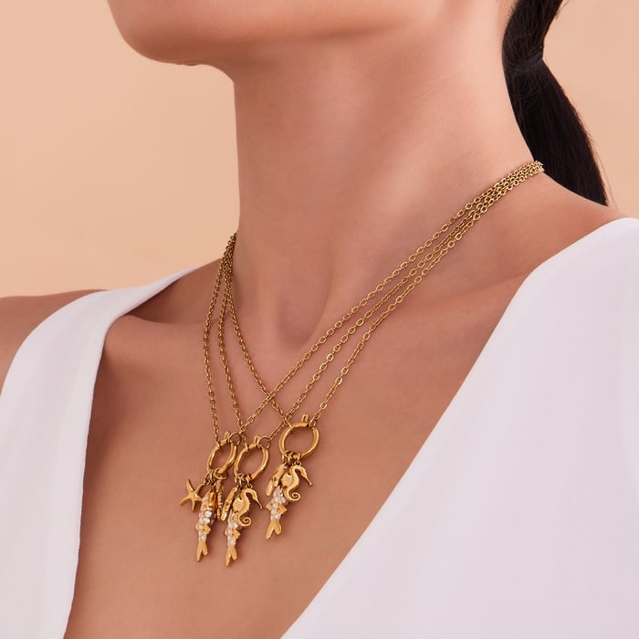 Exquisite Fish Stainless Steel Gold Color Women's Jewelry Sets h5Picture5