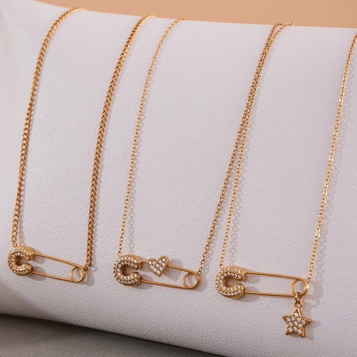 Daily Paper Clip Stainless Steel Gold Color Women's Pendant Necklaces h5Picture6