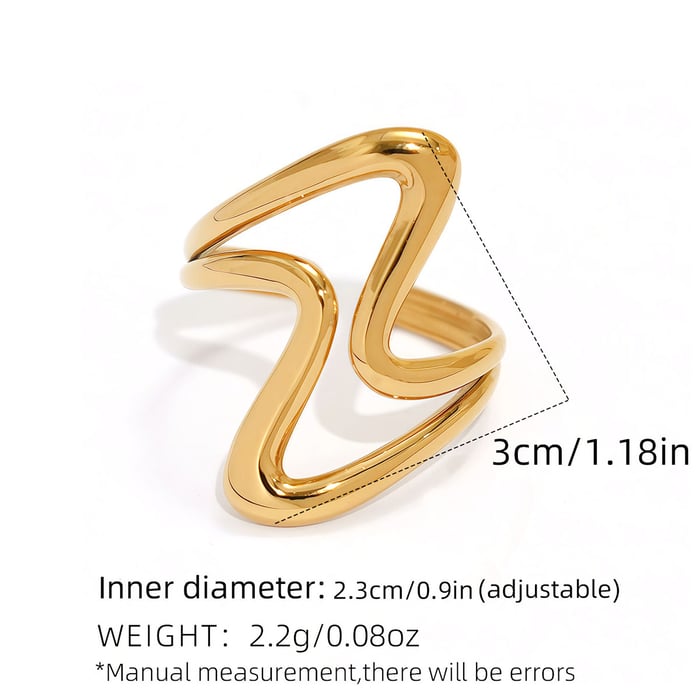 1 Piece Simple  Daily Irregular Shape Stainless Steel  Gold Color Women's Statement Rings