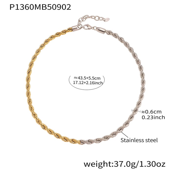 1 Piece Twist Mixed Gold&Silver Colors Stainless Steel Women's Chain Necklaces h5Picture2