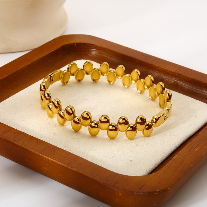 1 Stück Tägliche Patchwork Edelstahl Gold Farbe Damen Armreifen h5Bild5