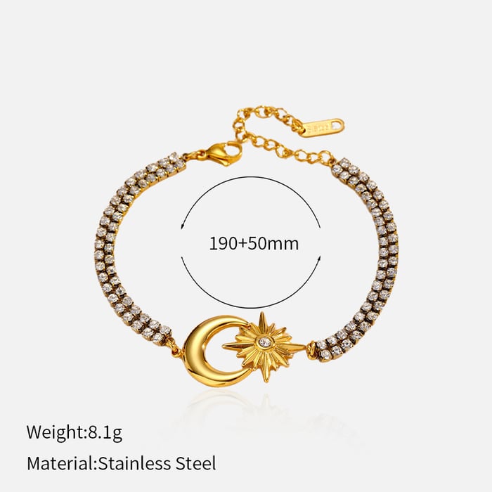 1 Piece Moon Stainless Steel Gold Color Charm Bracelet