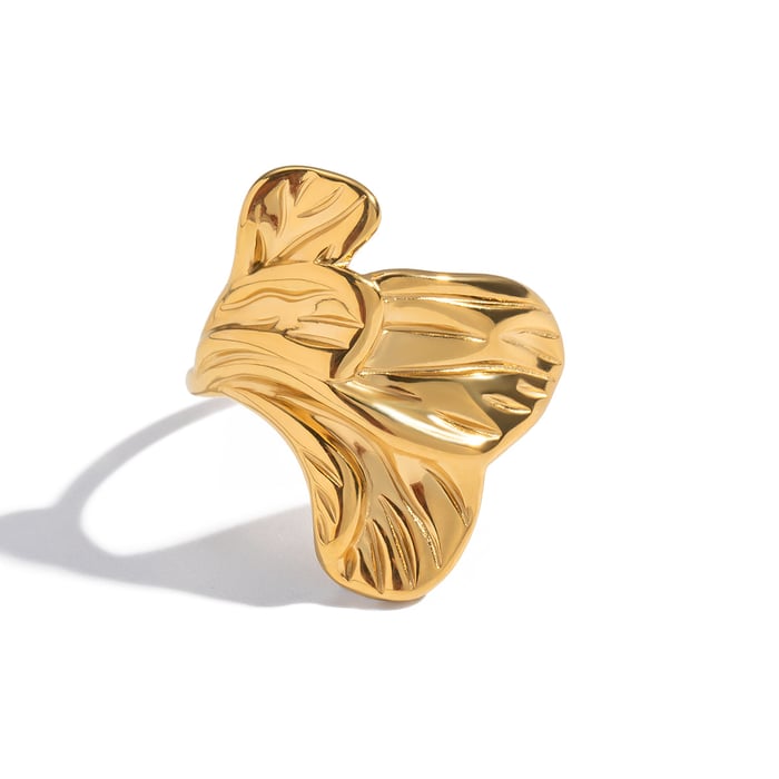 1 Piece Flower Stainless Steel  Gold Color  Statement Ring h5Picture5