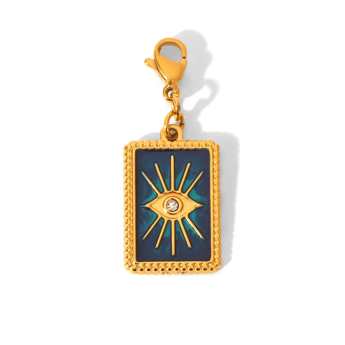 1 Piece Devil's Eye Star Moon Stainless Steel   Gold Color  Zircon Women's Pendants