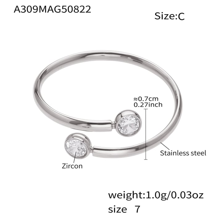 1 Piece Minimalist Circle Stainless Steel Gold Color Zircon Minimalist Rings