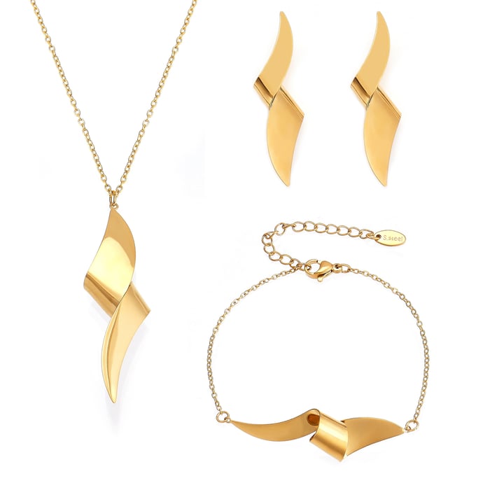 Minimalist Twist Mixed Gold&Silver Colors Stainless Steel Women's Jewelry Sets h5Picture10