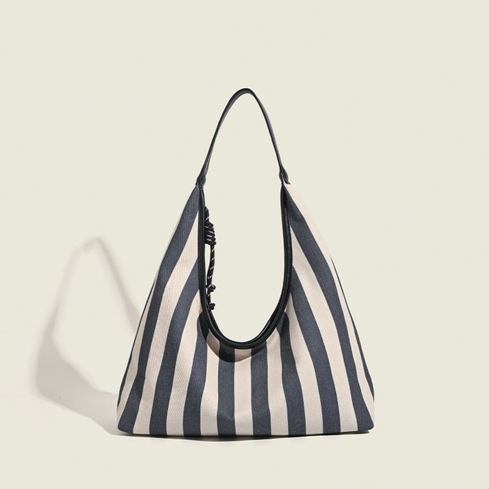 1 Piece Simple Series Casual Strip Canvas Women's Shoulder Bags