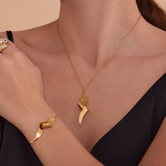 Minimalist Twist Mixed Gold&Silver Colors Stainless Steel Women's Jewelry Sets h5Picture5
