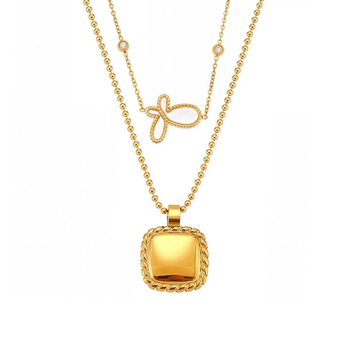 1 Piece Elegant Butterfly Stainless Steel Gold Color Shell Women's Pendant Necklaces h5Picture6