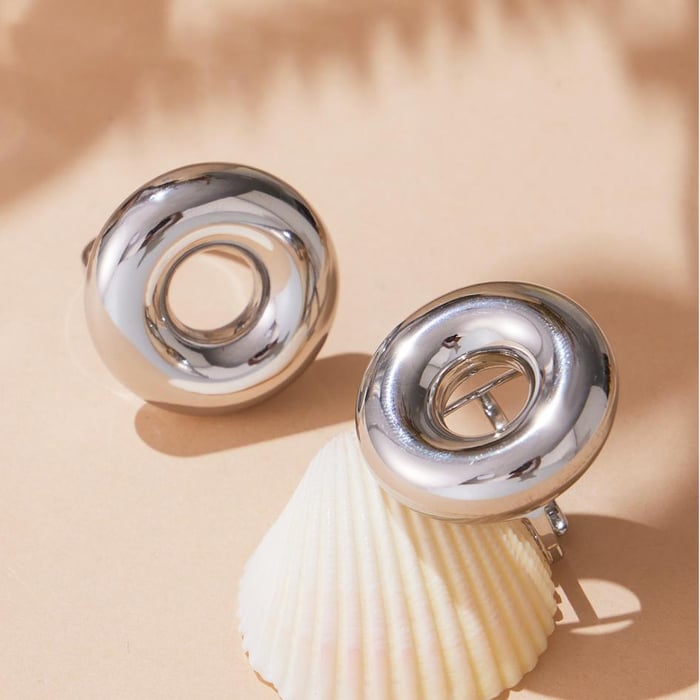 1 Piece Sleek Circle Stainless Steel Gold Color Statement Rings h5Picture6